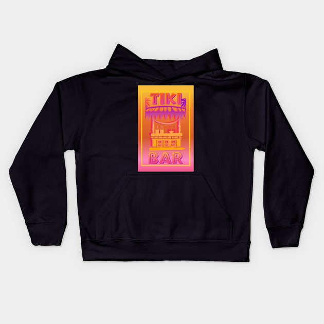 Tiki Bar Poster Kids Hoodie by ArtFactoryAI